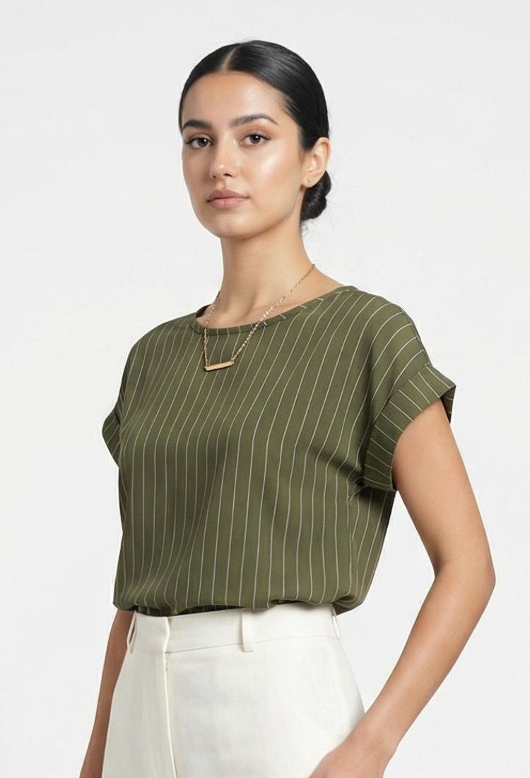 Blusa Verde A Rayas Enpose