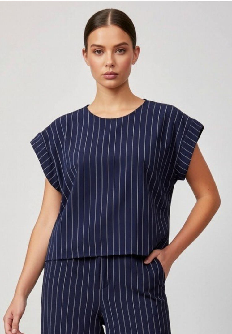 Blusa Azul Marino A Rayas Enpose