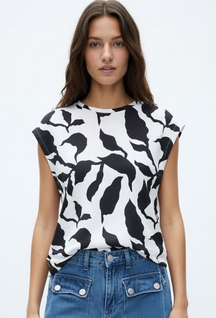 Blusa Estampado Con Hojas