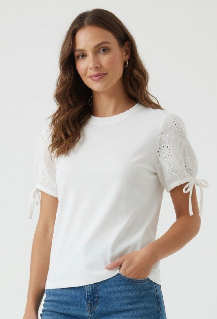 Blusa Blanca Mangas Bordadas